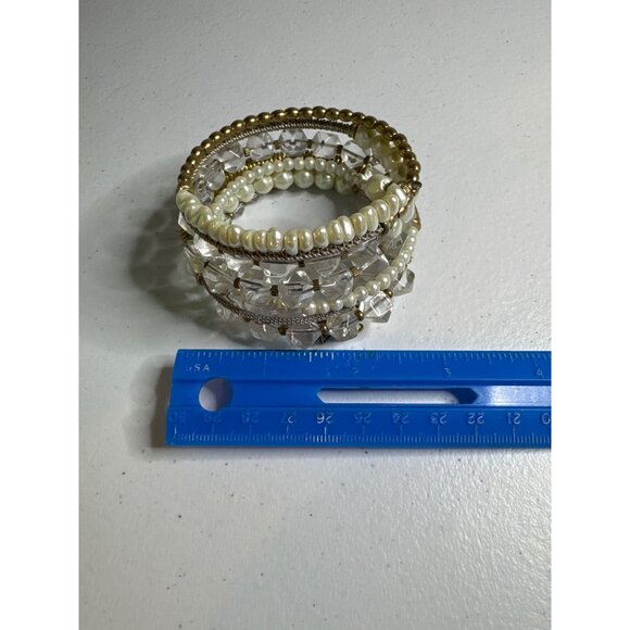 Silpada Multi-Strand Faux Pearl Crystal Bead Bracelet Silver & Gold Tone Accents - Picture 4 of 5